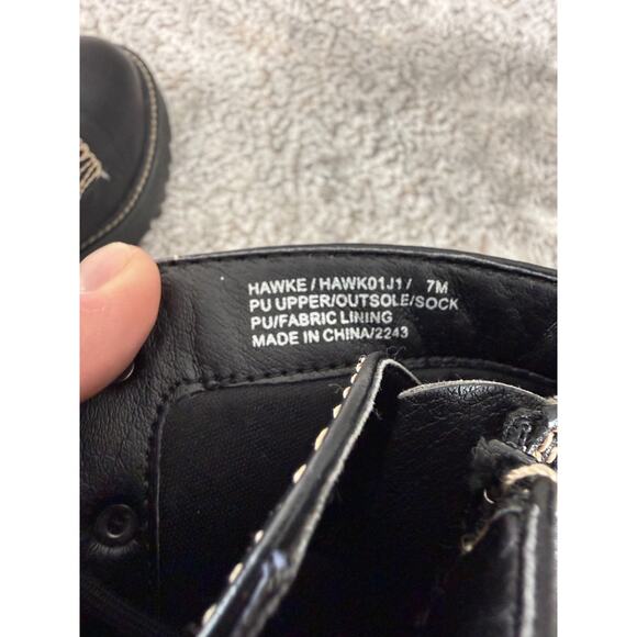 Madden Girl Size 7M Hawke Faux Leather Lace Up Combat Boots Black Block Walking - Picture 9 of 10